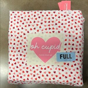 Cupid Heart Pattern Full Sheet Set - Red and Pink